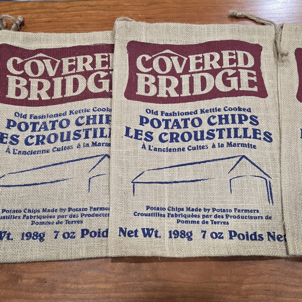 Covered Bridge Burlap Potato Chip Bags